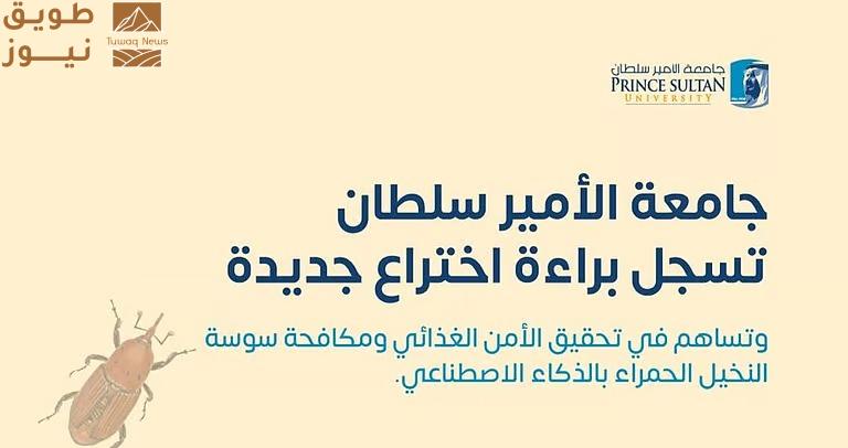 You are currently viewing جامعة الأمير سلطان تحصد براءة اختراع للكشف المبكر عن سوسة النخيل الحمراء باستخدام الذكاء الاصطناعي